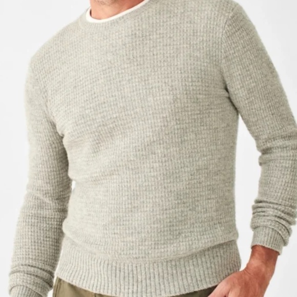 Faherty Cashmere Wool Crew - Snow Grey Melange - M - Picture 5 of 6